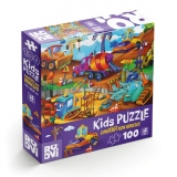 Puzzle Construction Vehicles - Puzzle copii, 100 piese