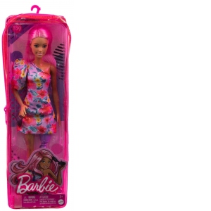 Papusa Barbie Fashionista cu Par Roz si Picior Protetic