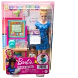 Barbie Cariere Set Mobilier cu Papusa Blonda Profesoara