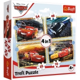 Puzzle 4in1 Cars - pe Locuri, Fiti Fata, Start
