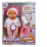 Papusa bebelus Bebelou, Dollzn More, Toilet Time, 35 cm, roz
