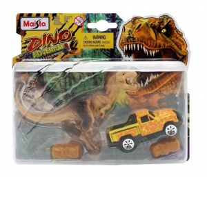 Set masinuta si figurina dinozaur Maisto, Dino Adventure, Galben