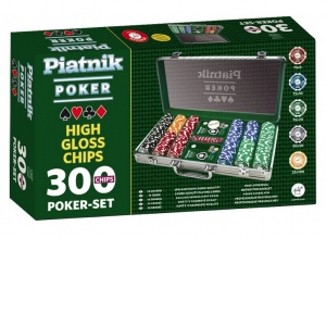 Set Poker profesional, 300 jetoane de cazinou de 14 grame, 2 pachete carti de joc, 5 zaruri