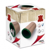 Poker cu zaruri, cu pahar din piele naturala si 5 zaruri de 16mm