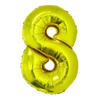 Balon folie cifra opt, 85 cm, auriu
