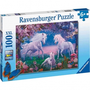 Puzzle Unicorni Albi, 100 Piese