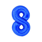 Balon folie Cifra opt, 100 cm, albastru