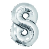 Balon folie Cifra opt, 85 cm, argintiu