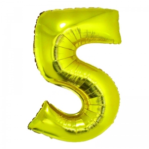 Balon folie Cifra cinci, 85 cm, auriu