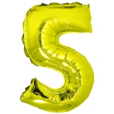 Balon folie Cifra cinci, 40 cm, auriu