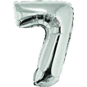 Balon folie Cifra sapte, 40 cm, argintiu