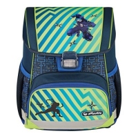 Ghiozdan neechipat Loop, dimensiune 37 x 31 x 22 cm, motiv Funky Ninja