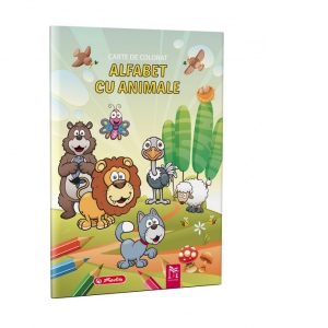 Carte de colorat A4,  Alfabet cu animale