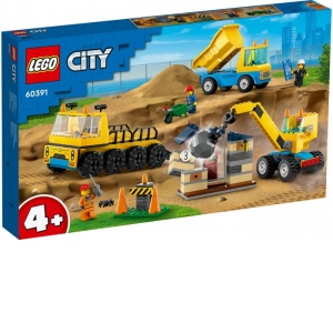LEGO City - Camioane de constructie si macara cu bila pentru demolari