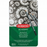 Set 12 creioane grafit Derwent Academy, negru