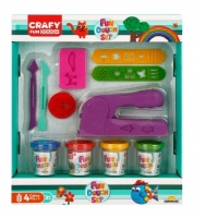 Set de joaca cu 11 piese de design cu plastilina, Crafy, 200 g