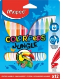 Carioci Color Peps Jungle 12 culori/set, Maped