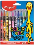 Carioca Color Peps Monster, 12 culori/set, Maped