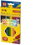 Creioane colorate hexagonale, 12 culori/set, M&G