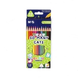 Creioane colorate triunghiulare, So many cats, 12 culori/ set, M&G