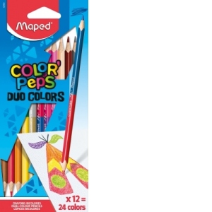 Creioane colorate Color Peps Duo 12 creioane 24 culori/set, Maped