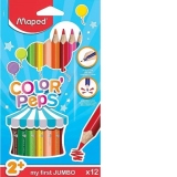 Creioane colorate Color Peps My First Jumbo FSC, 12 culori/set, Maped