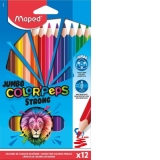 Creioane colorate Colors Peps Strong Jumbo 12 culori/set, Maped