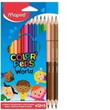 Creioane colorate Color Peps World 12 + 3 culori/set, Maped