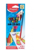 Set Creioane Colorate, Color Peps Duo, FSC, 12 creioane/set, Maped