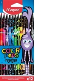 Creioane colorate Color Peps Monsters 12 culori/set, Maped
