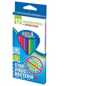 Creioane colorate antibacteriene 12 culori/set, S-Cool
