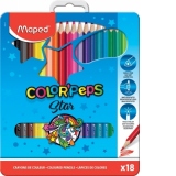 Creioane colorate Color Peps Star cutie metal 18 culori/set, Maped