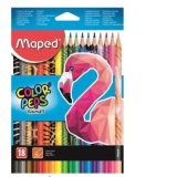 Creioane Colorate, Color Peps Animals, FSC, 18 culori/set, Maped