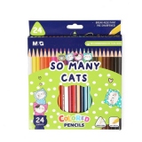 Creioane colorate triunghiulare, So many cats, 24 culori/set, M&G