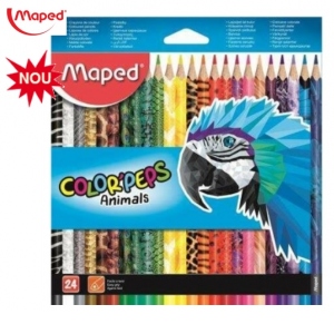 Creioane Colorate, Color Peps Animals, FSC, 24 culori/set, Maped
