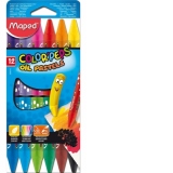 Creioane cerate pe baza de ulei 12 culori, Maped