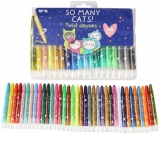 Creioane cerate Twistable, So many cats, ambalaj PVC, 36 culori/set, M&G