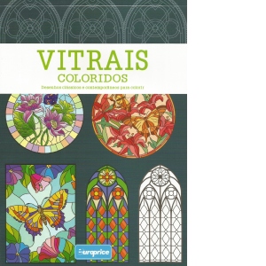 Carte de colorat pentru adulti Vitralii Verde