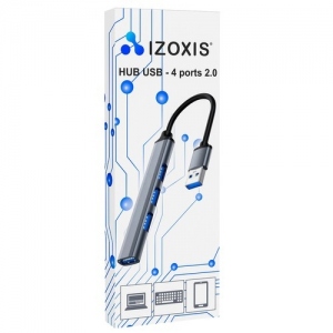 Hub USB Izoxis, 4 porturi USB 2.0, gri