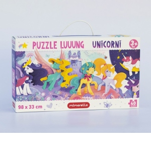 Joc educativ Mimorello - Puzzle luuung. Unicorni (40 de piese)