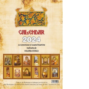 Calendar Crestin cu iconostase si icoane bizantine - A4 cu spira