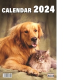 Calendar de perete Caini si pisici 6 file 2024