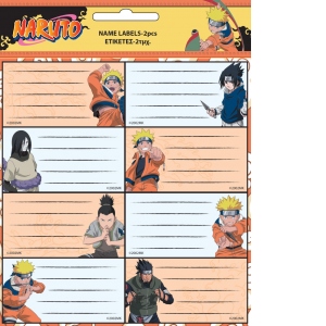 Etichete scolare autodezive, Naruto, set 16 buc