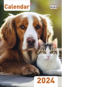Calendar de perete 2024. Caini si pisici (A4)