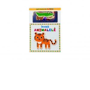 Invata animalele - Carte puzzle cu 15 piese