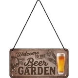 Placa metalica cu snur 10x20 cm Welcome to the Beer Garden