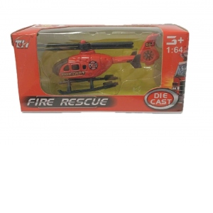 Elicopter de pompieri, scara 1:64, metal/plastic, rosu