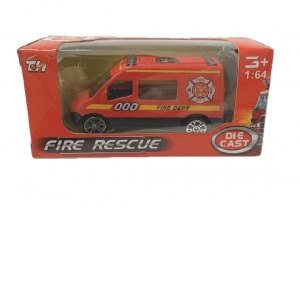Masinuta de pompieri autoutilitara, scara 1:64, metal/plastic, rosu