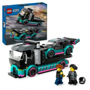 LEGO City - Masina de curse si camion transportator