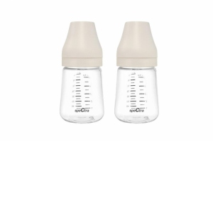 Set 2 biberoane PA anticolici premium cu tetina S, crem (160 ml)